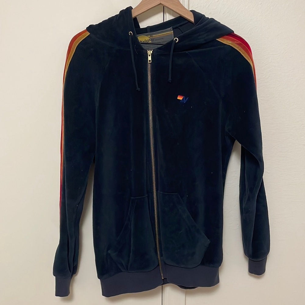 Aviator Nation Navy Velour Jacket